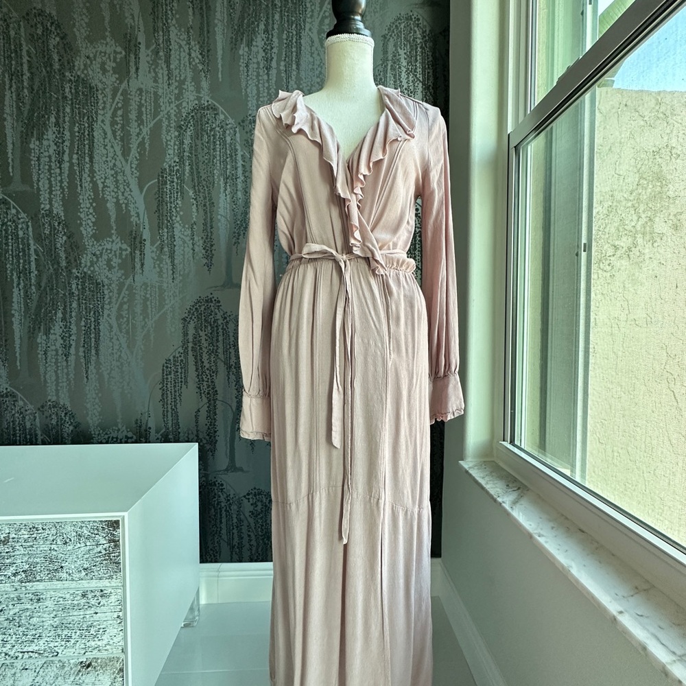 Free People Elegant Pink Ruffle Maxi Dress